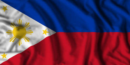 Philippines flag realistic waving for design on independence day or other state holidayの写真素材