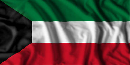 Kuwait flag realistic waving for design on independence day or other state holidayの写真素材