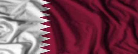 Qatar flag realistic waving for design on independence day or other state holidayの写真素材