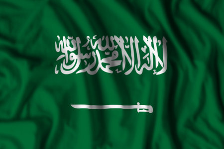 Saudi Arabia flag realistic waving for design on independence day or other state holidayの写真素材