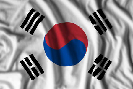 South Korea flag realistic waving for design on independence day or other state holidayの写真素材