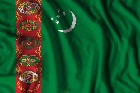 Turkmenistan flag realistic waving for design on independence day or other state holidayの写真素材