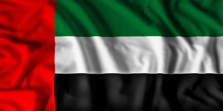 United Arab Emirates flag realistic waving for design on independence day or other state holidayの写真素材