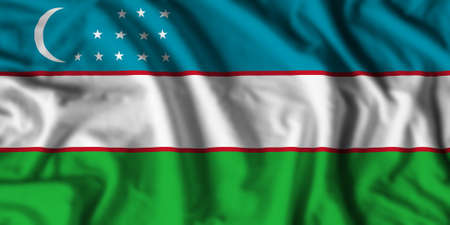 Uzbekistan flag realistic waving for design on independence day or other state holidayの写真素材