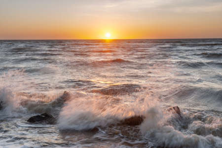 Beautiful summer landscape with sunrise over sea which can be seen on vacationの写真素材