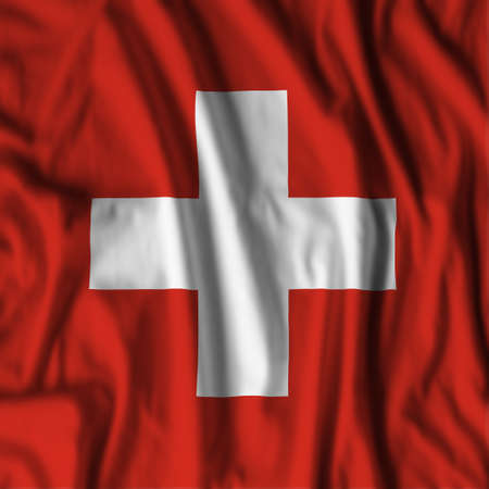 Switzerland flag realistic waving for design on independence day or other state holidayの写真素材
