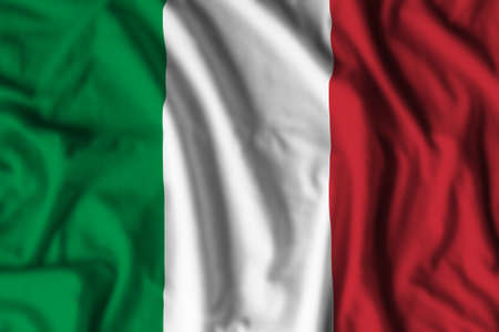 Italy flag realistic waving for design on independence day or other state holidayの写真素材