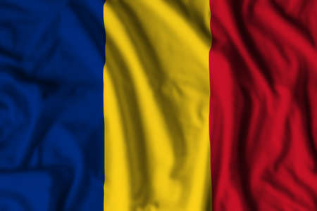 Romania flag realistic waving for design on independence day or other state holidayの写真素材