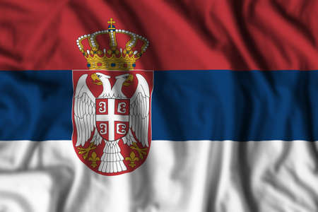 Serbia flag realistic waving for design on independence day or other state holidayの写真素材