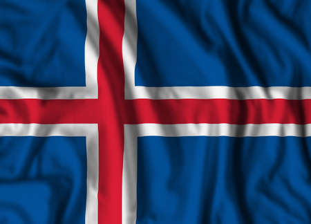 Iceland flag realistic waving for design on independence day or other state holidayの写真素材