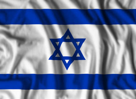 Israel flag realistic waving for design on independence day or other state holidayの写真素材