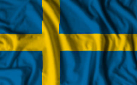 Sweden flag realistic waving for design on independence day or other state holidayの写真素材