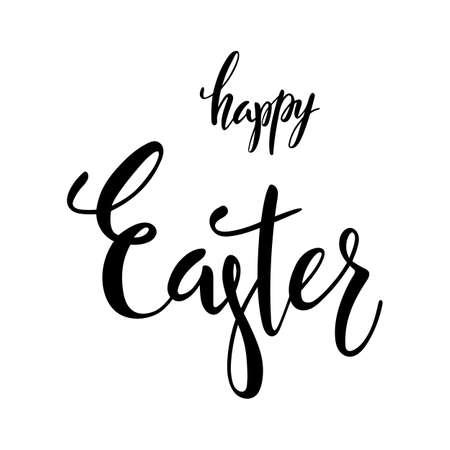 Happy Easter hand lettering text isolated for your design on white backgroundのイラスト素材