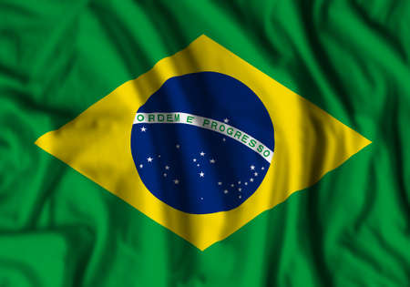 Brazil flag realistic waving for design on independence day or other state holiday. 3D illustrationの写真素材