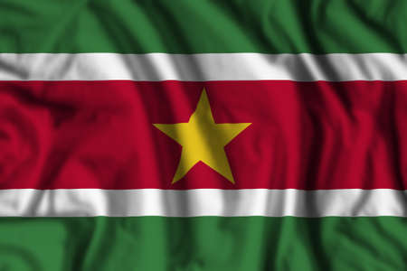 Suriname flag realistic waving for design on independence day or other state holiday. 3D illustrationの写真素材