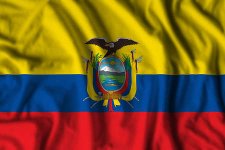 Ecuador flag realistic waving for design on independence day or other state holiday. 3D illustrationの写真素材