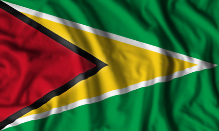 Guyana flag realistic waving for design on independence day or other state holiday. 3D illustrationの写真素材
