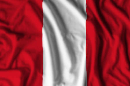 Peru flag realistic waving for design on independence day or other state holiday. 3D illustrationの写真素材