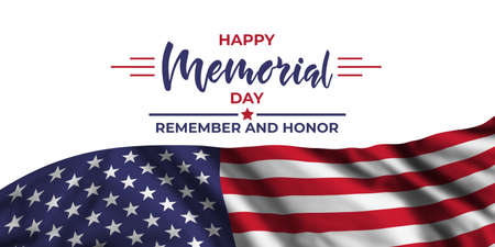 Memorial day card with flag and text USA national day Remember and Honnor. Illustrationの写真素材