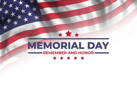 Memorial day card with flag and text USA national day Remember and Honnor. Illustrationの写真素材