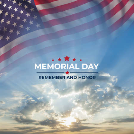 Memorial day card with flag and text USA national day Remember and Honnor