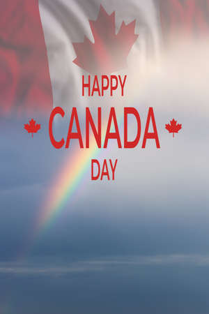 Holiday card with flag in sky for Canada Day, independence dayの写真素材