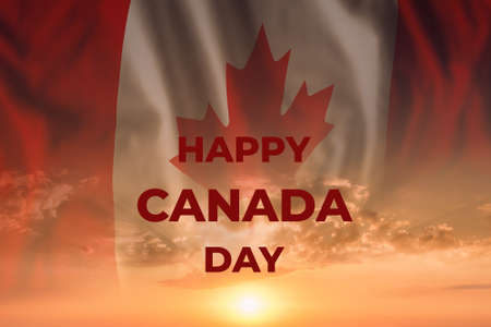 Holiday card with flag in sky for Canada Day, independence dayの写真素材