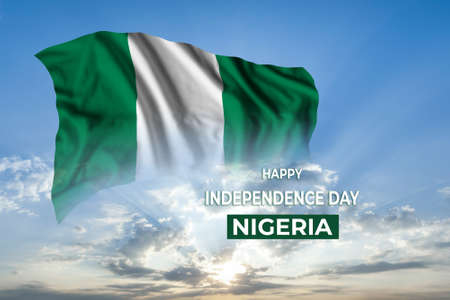 Nigeria independence day background with flag in sky, National holiday.の写真素材