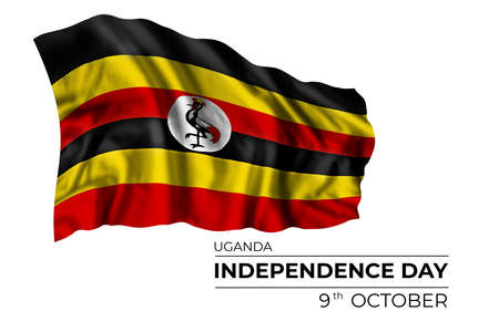Uganda independence day card with flag and text isolated. National holidayの写真素材