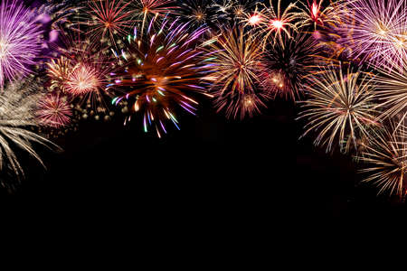 Holiday background for Christmas or Independence day with fireworks. For your designの写真素材