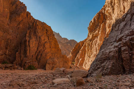Nature landscape with big canyon in mountains and blue skyの写真素材