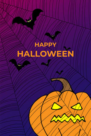 Holiday greeting card with Happy Halloween text, banner or wallpaper. Illustrationの写真素材