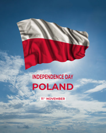 Poland independence day card with flag. National holidayの写真素材