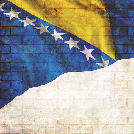 Vintage Bosnia & Herzegovina national flag with place for your text and designの写真素材