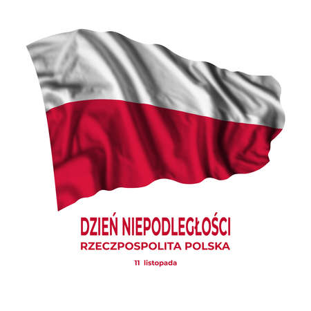 Translation independence day, Republic of Poland 11 november. Card with isolated flag and text. National holidayの写真素材