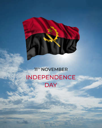 Angola independence day card with flag. National holidayの写真素材