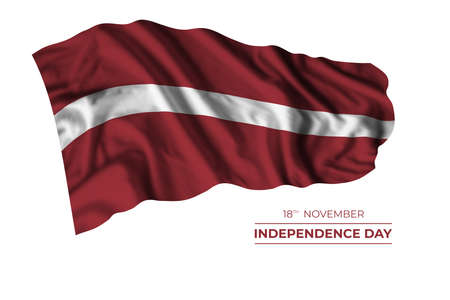 Latvia independence day card with isolated flag and text. National holidayの写真素材