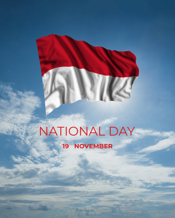 Monaco independence day card with flag. National holidayの写真素材