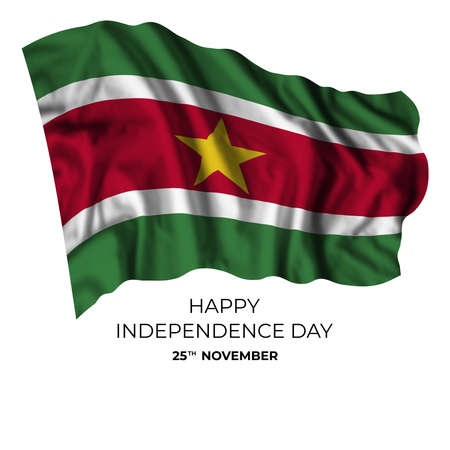 Suriname independence day card with isolated flag and text for your design. National holidayの写真素材