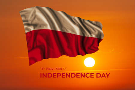 Poland independence day card with flag. National holidayの写真素材