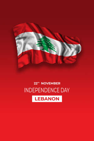 Lebanon independence day greetings card with flag and text. National holidayの写真素材