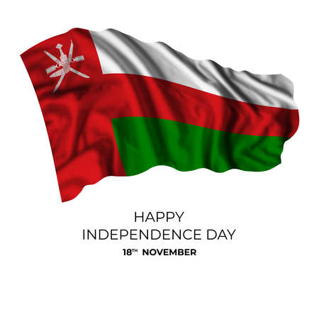 Oman independence day card with isolated flag and text for your design. National holidayの写真素材