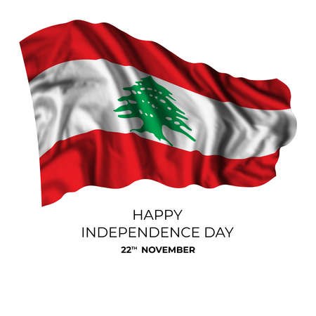 Lebanon independence day card with isolated flag and text for your design. National holidayの写真素材