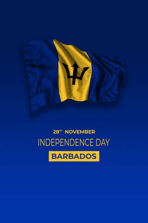 Barbados independence day greetings card with flag and text. National holidayの写真素材