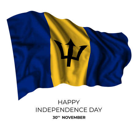 Barbados independence day card with isolated flag and text for your design. National holidayの写真素材