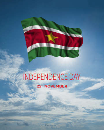 Suriname independence day card with flag. National holidayの写真素材