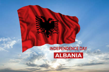 Albania independence day card with flag. National holidayの写真素材