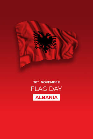 Albania independence day greetings card with flag and text. National holidayの写真素材