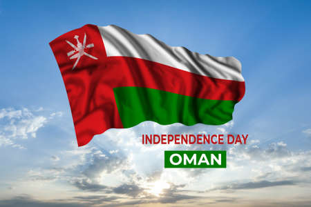 Oman independence day card with flag. National holidayの写真素材