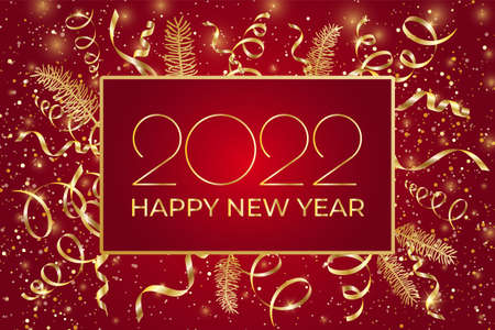 Greeting card Happy New Year 2022 Holiday banner illustrationの写真素材